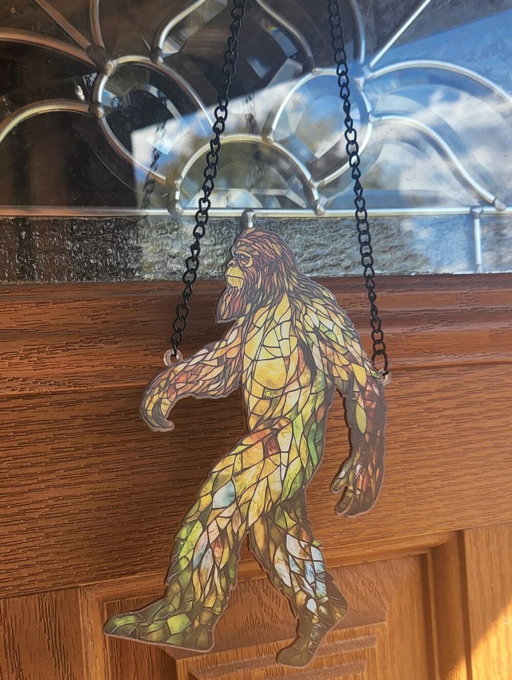 Bigfoot Sasquatch Faux Stained Glass Acrylic Suncatcher Window Decor